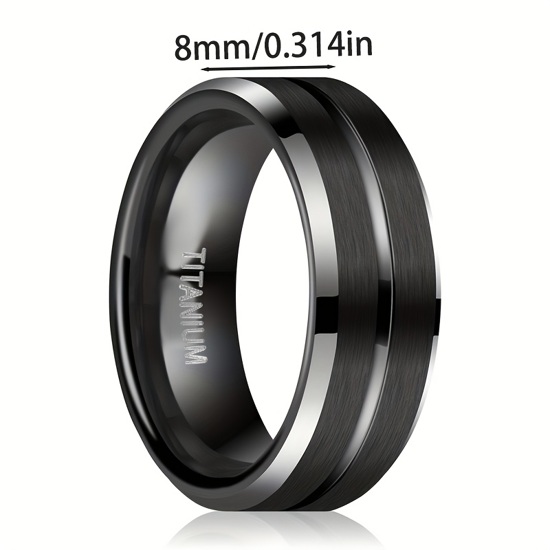 PANASH Men's 8mm Titanium Ring Matte Business Style for Wedding Engagement